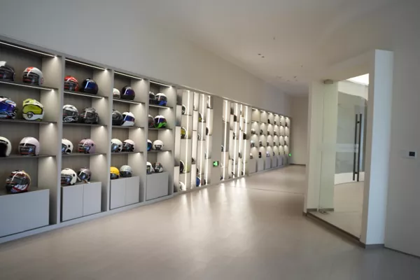 Finished custom motorcycle helmets ready for global shipment